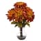 17" Orange Dahlia Silk Arrangement with Glass Vase